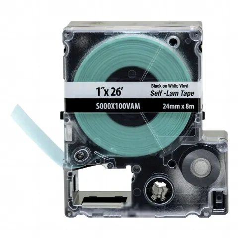 Casete de Etiquetas Autolaminadas de Cinta Continua, de 24 (1 in) mm de Ancho, 8 m (26.25 ft) de Largo, Para Cables de 2.5 a 5.1 mm (10 - 12 AWG) de Diámetro, Color Blanco