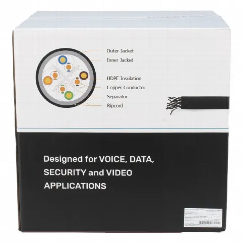 Cable UTP / Cat6 / 305 m (1000 ft) / Doble Forro Exterior / 24 AWG Cobre Sólido / 250 MHz / Gigabit Ethernet / Negro