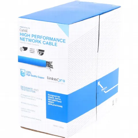 Cable de Red UTP / Cat6 / 24 AWG / 305 m (1000 ft) / 100% Cobre / 250 MHz / CM / Interior / Azul