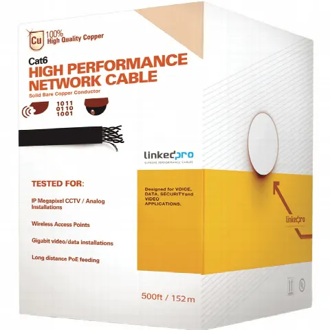 Cable UTP Cat6+ / 152.5 m (500 ft) / Calibre 23 / 100% Cobre / 250 MHz / Interior / Azul