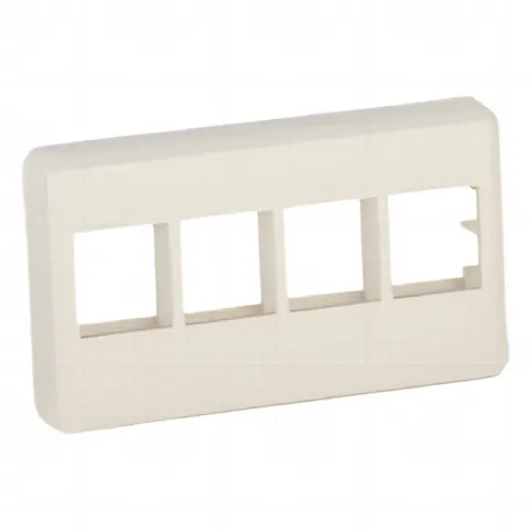 Placa de Pared Para Mueble Modular, Salida Para 4 Puertos Keystone, Color Blanco Mate