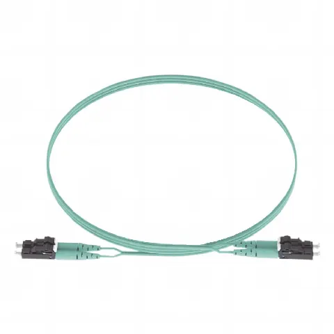Jumper de Fibra Optica Multimodo 50/125 OM3, LC-LC Duplex, OFNR (Riser), Color Aqua, 5 Metros