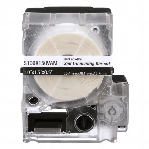 Casete de 175 Etiquetas Autolaminadas de 25.4 x 38.1 mm (1.5 in), para Cables de 4 a 8.1 mm (0.32 in) de Diámetro, Área de Impresión Color Blanco