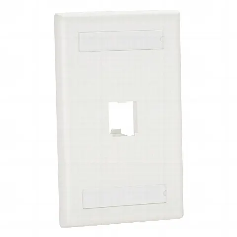 Placa de Pared Vertical Clásica, Salida Para 1 Puerto Mini-Com, Con Espacios Para Etiquetas, Color Blanco