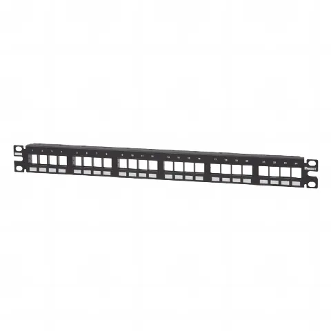 Panel de Parcheo Modular Keystone (Sin Conectores), Numerado y Espacio para Etiquetas, de 24 puertos, 1UR