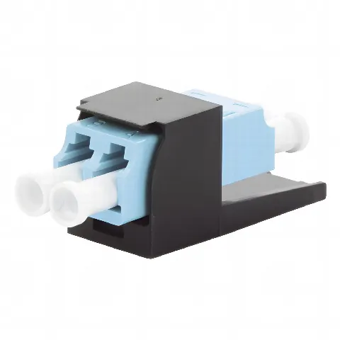 Módulo Acoplador LC Duplex, para Fibra Óptica Multimodo OM3/OM4, Tipo Mini-Com, Color Aqua