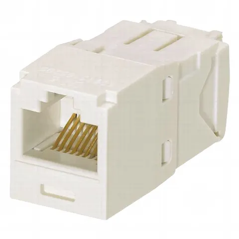 Conector Jack RJ45 Estilo TG, Mini-Com, Categoría 6A, de 8 posiciones y 8 cables, Color Blanco Mate