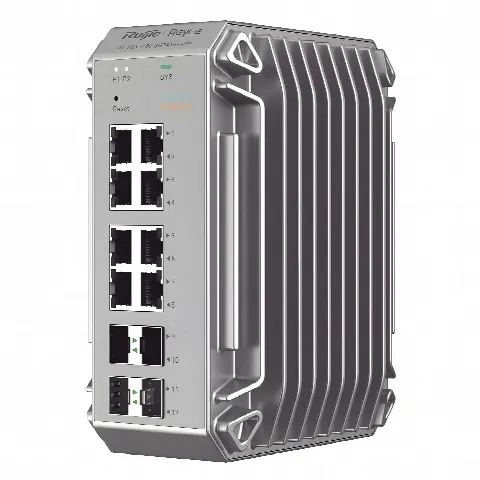 Switch Industrial PoE / 8 Puertos Gigabit 802.3af/at / 4 Puertos SFP / Administrable Cloud / -40°C a 75°C / Doble Fuente AC/DC