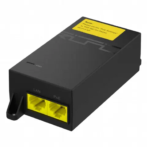 Inyector PoE Pasivo / Gigabit 1G / 52 V / 30 W / Protección 2000 A / RJ45 Blindado