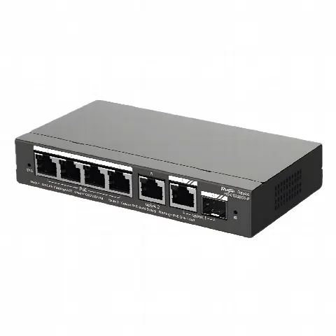 Switch Administrable Cloud / 6 Puertos Gigabit / 4 PoE+ 54W / 1 SFP / 12 Gb/s / Sin Ventilador