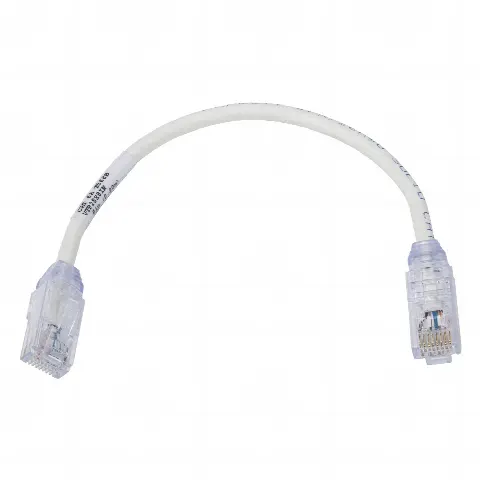 Cable de Parcheo UTP, Cat6A, Diámetro Reducido (28 AWG), CM/LSZH, Color Blanco Mate, 8in (20.3cm)
