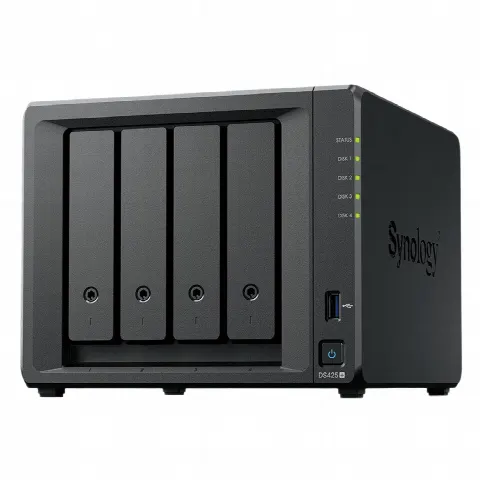 NAS 4 Bahías / Intel Celeron J4125 2.7 GHz / 2 GB DDR4 Expandible / 2.5GbE + 1GbE / 2 Ranuras M.2 NVMe / Hasta 80 TB