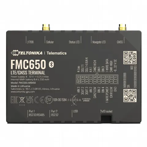 Rastreador GPS Vehicular / 4G LTE Cat 1 2G / GNSS Multiconstelación / CAN RS485 RS232 / 4 E/S Digitales Analógicas / Batería 550 mAh