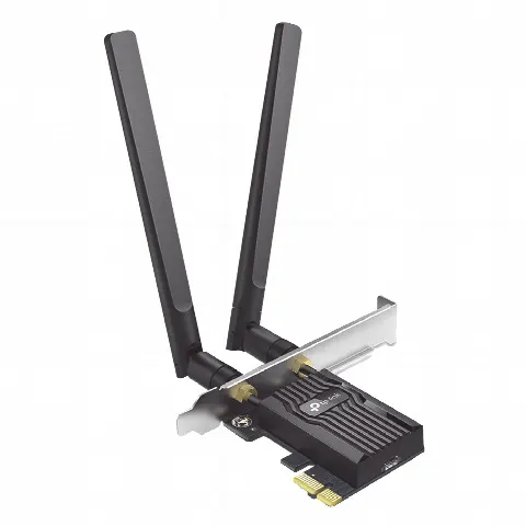 Adaptador PCIe Wi-Fi 6 / AX3000 Mbps / Doble Banda 2.4/5 GHz / MU-MIMO 2x2 / Bluetooth 5.2 / WPA3 / Antenas 2 dBi / Perfil Bajo y Completo