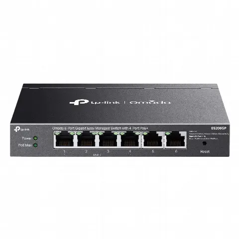 Switch Gigabit / 6 Puertos / 4 PoE+ 65W / Gestión Cloud SDN / Fanless / Alcance PoE 250 m (820.2 ft) / QoS y VLAN