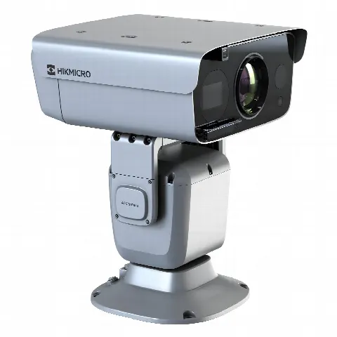 PTZ Punta de Poste IP Dual / Lente Térmico 100 mm (640 X 512) / Lente Óptico 56X Zoom (4 MP) / 800 mts IR Laser / 36 VCC / IP66 / Recubrimiento Anticorrosivo