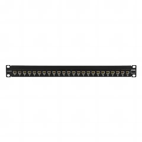 Patch Panel UltraMAX. UTP, Precargado con Jacks Cat6A, 24 Puertos, Plano, 1U