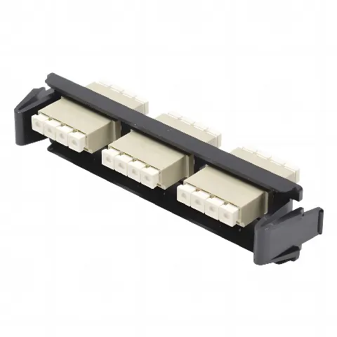 Placa acopladora de Fibra Óptica Quick-Pack, Con 3 Conectores LC Quad (12 Fibras), Para fibra Multimodo, Beige
