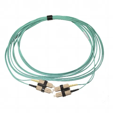 Jumper de Fibra Óptica Multimodo 50/125 OM3 XGLO, SC-SC Duplex, OFNR, Color Aqua, 5 Metros