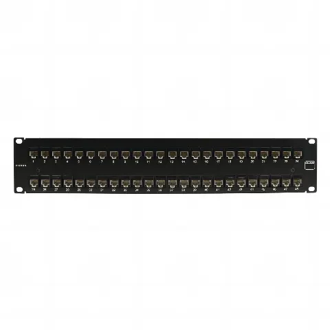 Patch Panel UltraMAX. UTP, Precargado con Jacks Cat6A, 48 Puertos, Plano, 2U