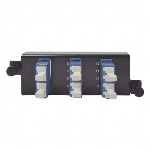 Placa acopladora de Fibra Óptica Plug and Play, Con 6 Conectores LC Duplex (12 Fibras), Para Fibra Monomodo, Azul