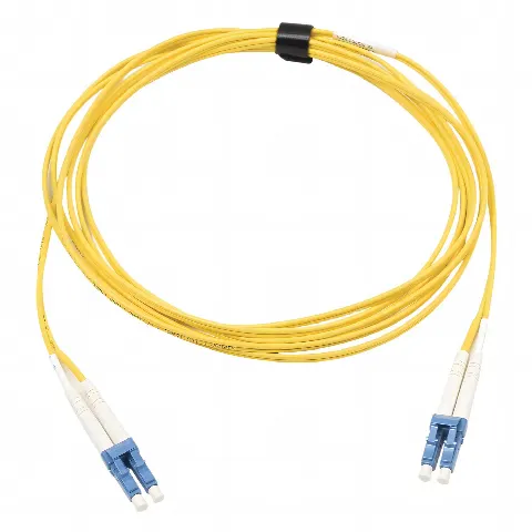 Jumper de Fibra Óptica Monomodo (OS2), XGLO, Riser, LC/UPC-LC/UPC Duplex, OFNR, Color Amarillo, 3 Metros