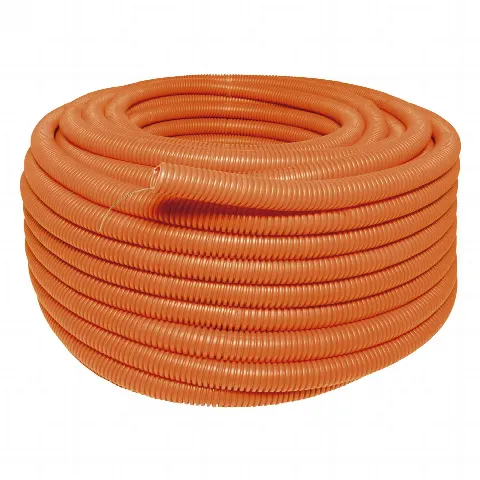 Manguera flexible Reforzada 1 x 50 m /Polietileno Alta Densidad HDPE/ Sin guía /Resistente a Intemperie / Naranja