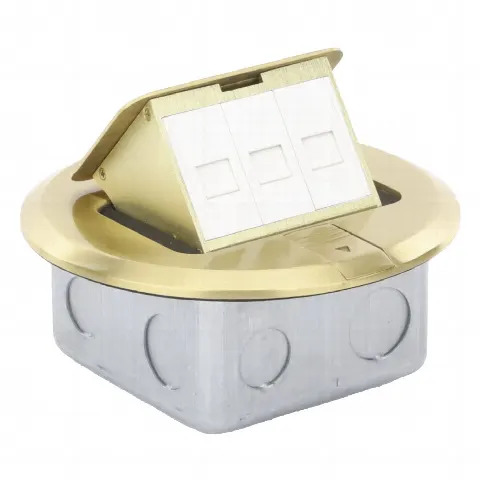 Mini caja de piso redonda para datos o conectores tipo Keystone, color bronce (3 contactos) (11000-12102) 