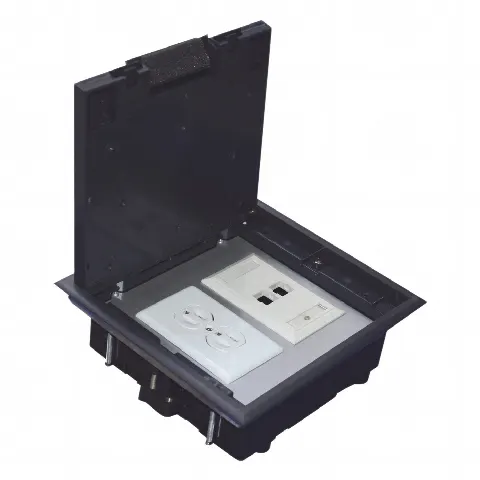 Caja de piso para dos módulos universales (Socket M2), para alimentación eléctrica y redes de datos (11000-33401) No incluye faceplates  