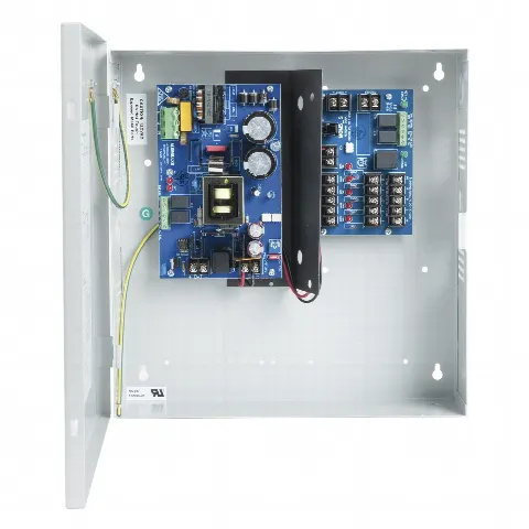 12 o 24 Vcc @ 6 A / fuente tipo control / 1 entrada / 5 salidas / aplicaciones en control de acceso, cctv, incendio , capacidad de baterías / Se requiere baterías.