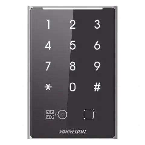 Lector de Tarjetas PROX EM y de Códigos QR / Teclado para Contraseña / Compatible con Controladores DSK2600 Series Hikvision / Comunicación RS485 y WIEGAND