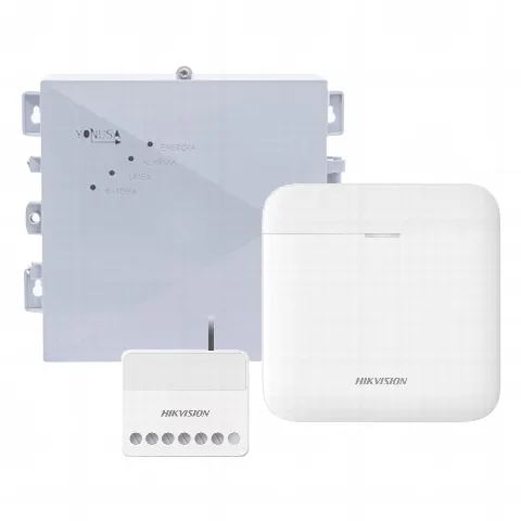 (AX PRO + YONUSA) KIT de Alarma AX PRO / Incluye: 1 Hub con bateria de respaldo / 1 Energizador 2500Mts Lineales / 1 Relevador  0 a 36 Vcc (Max. 5 A) con Entrada de Alarma 27/7