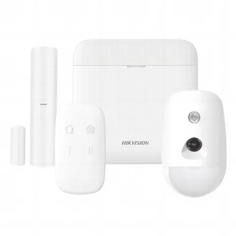 (AX PRO) KIT de Alarma AX PRO / Incluye: 1 Hub con bateria de respaldo / 1 Sensor PIR con Cámara / 1 Contacto Magnético / 1 Control Remoto / WiFi / Compatible con Hik-Connect P2P