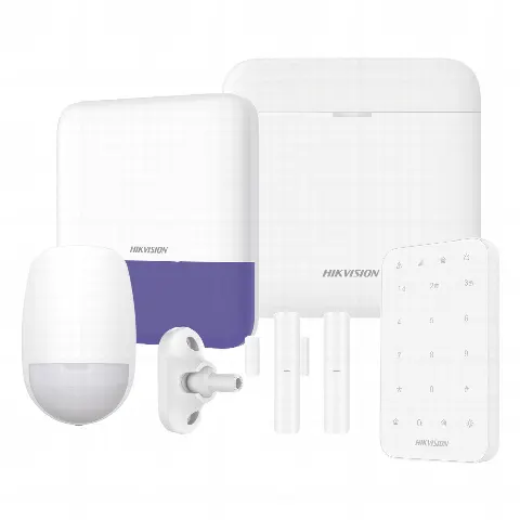 (AX PRO) KIT de Alarma AX PRO / Incluye: 1 Hub con bateria de respaldo / 1 Sensores PIR / 1 Montaje Universal para PIR / 2 Contactos Magnéticos / 1 Teclado / 1 Sirena Inalambrica Exterior / WiFi / Compatible con Hik-Connect P2P