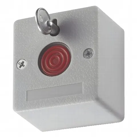 Botón de Pánico Cableado / Compatible con Cualquier Panel de Alarma / LLave de Seguridad / NA/NC / Material Retardante al Fuego (ABS)