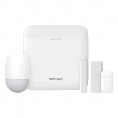 (AX PRO) KIT de Alarma AX PRO / Incluye: 1 Hub con bateria de respaldo / 1 Sensor PIR / 1 Contacto Magnético slim / 1 Control Remoto / WiFi / Compatible con Hik-Connect P2P