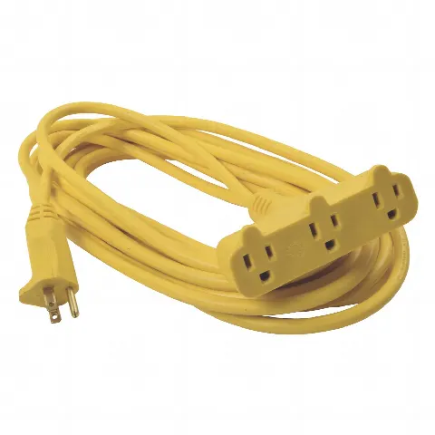 Extensión Eléctrica Tipo Abanico Uso Rudo 8 metros/ 127 V CA - 10 A Máximo / Color Amarilla.