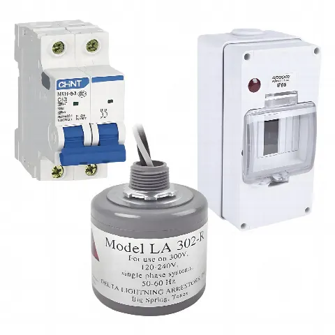 Kit de Centro de Carga Para Corriente Alterna, Breaker de hasta  400 Vca de 40 A con Supresor de Picos Transitorios.