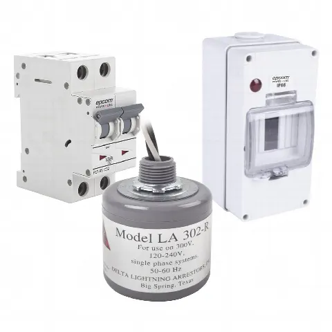 Kit de Centro de Carga Para Corriente Alterna, Breaker de hasta  400 Vca de 10 A con Supresor de Picos Transitorios.