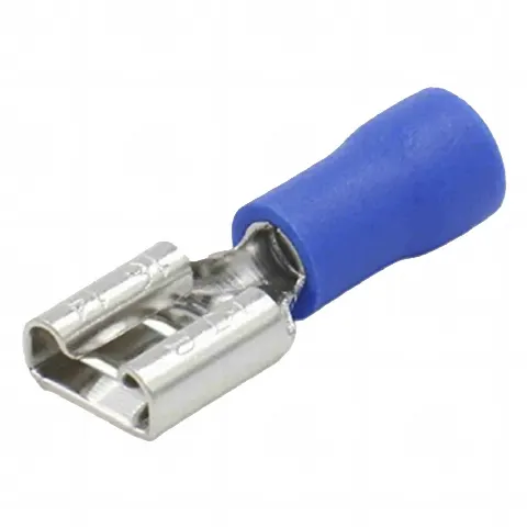 Terminal tipo hembra aislada 0.250 / 16 - 14 AWG / Azúl / Paquete de 25 piezas.