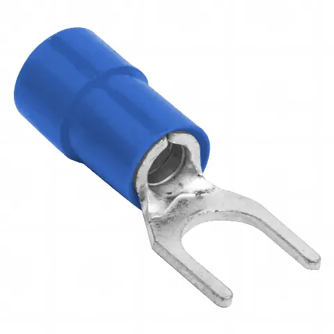 Terminal tipo horquilla ( espada ) aislada / 16 - 14 AWG / Azúl / Paquete de 25 piezas.