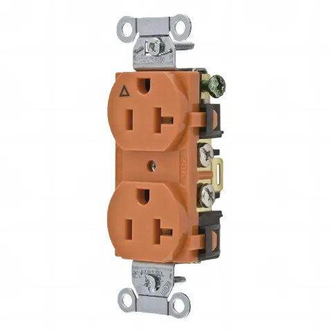 Contacto Dúplex Conexión a Tierra Aislada/ 20 A 125 V/ 2 polos 3 Hilos/ Color naranja/ Nema 5- 20R/ Grado Comercial.