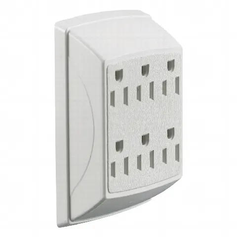 Multicontacto Dúplex con 6 Salidas/ 15 A 125 V CA/ 2 Polos 3 Hilos / Color Blanco.