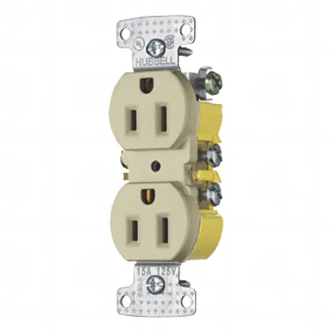 Contacto Duplex 15A 125V/ 2 Polos 3 Hilos / Cableado posterior y lateral / Nema 5-15R / Color Marfil.