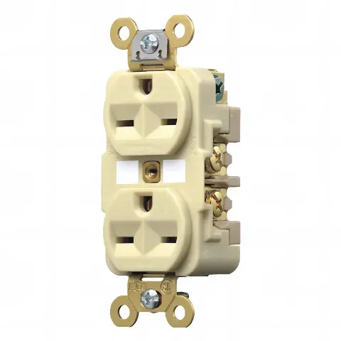 Contacto Dúplex 15 A 250 V / 2 Polos 3 Hilos / Nema 6-15R / Grado Industrial /Color Marfil.