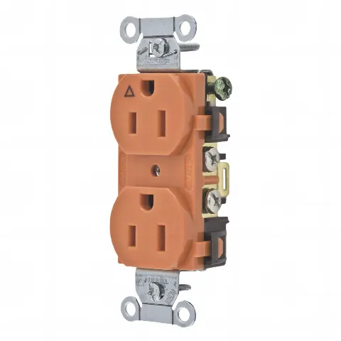 Contacto Dúplex Conexión a Tierra Aislada/ 15A 125V/ 2 polos 3 Hilos/ Nema 5-15R /Grado Comercial/ Color Naranja.