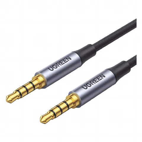 Cable Auxiliar de 3.5mm / Cable Audio Estéreo / Núcleo de Alambre de Cobre Esmaltado / Carcasa de Aluminio Azul + Nylon Trenzado /  Soporta Micrófono / 2 Metros