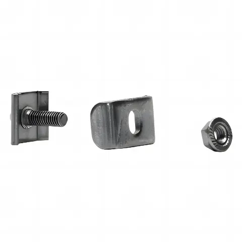 Kit 2 para unir tramos de charola, clema mediana, mas tornillo encastardo, con acabado Electro Zinc