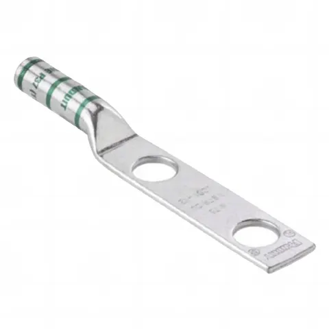 Conector de Compresión de Cobre con 2 Orificios 3/8 para Cable 2 AWG,  1 de espacio entre Orificios. Paquete de 25 Piezas