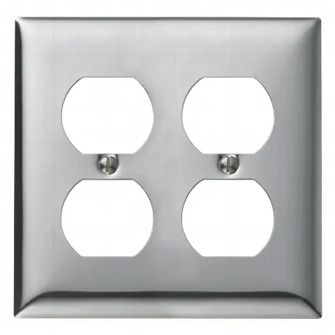 Tapa para 2 Contacto Dúplex Color Cromo.